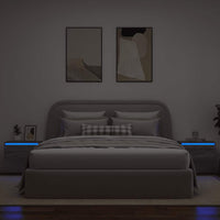 vidaXL Comodini a Parete con luci LED 2 pz Grigio Sonoma