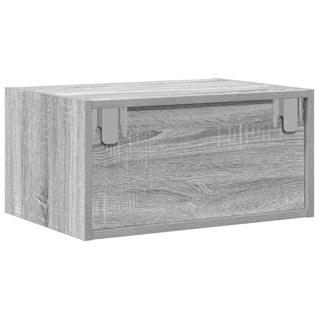 Comodini a Parete con luci LED 2 pz-Set di 2 Tavolino da notte Grigio Sonoma 239234