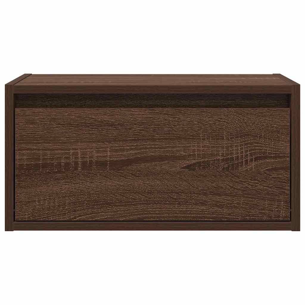 Comodino a Parete con luci LED Rovere Marrone 860223