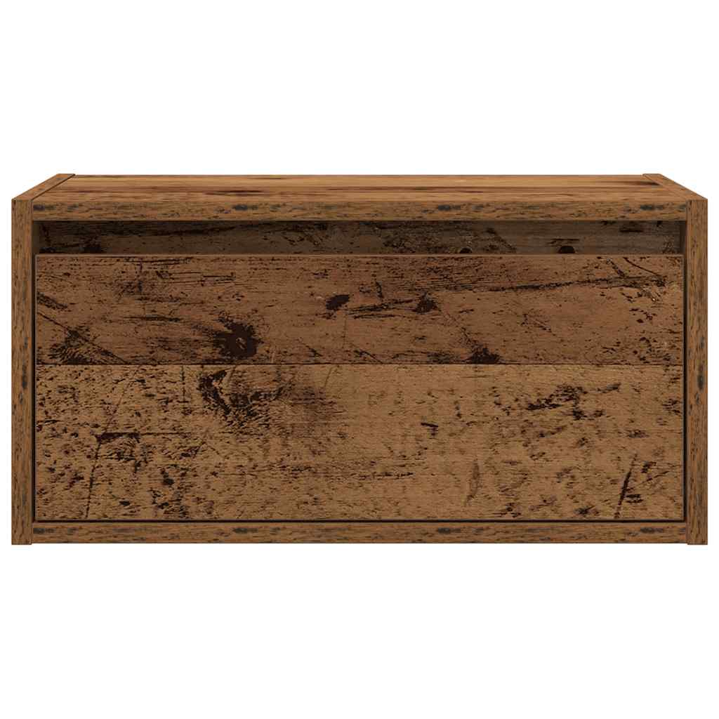 Comodino a Parete con Luci LED Legno Antico 860225