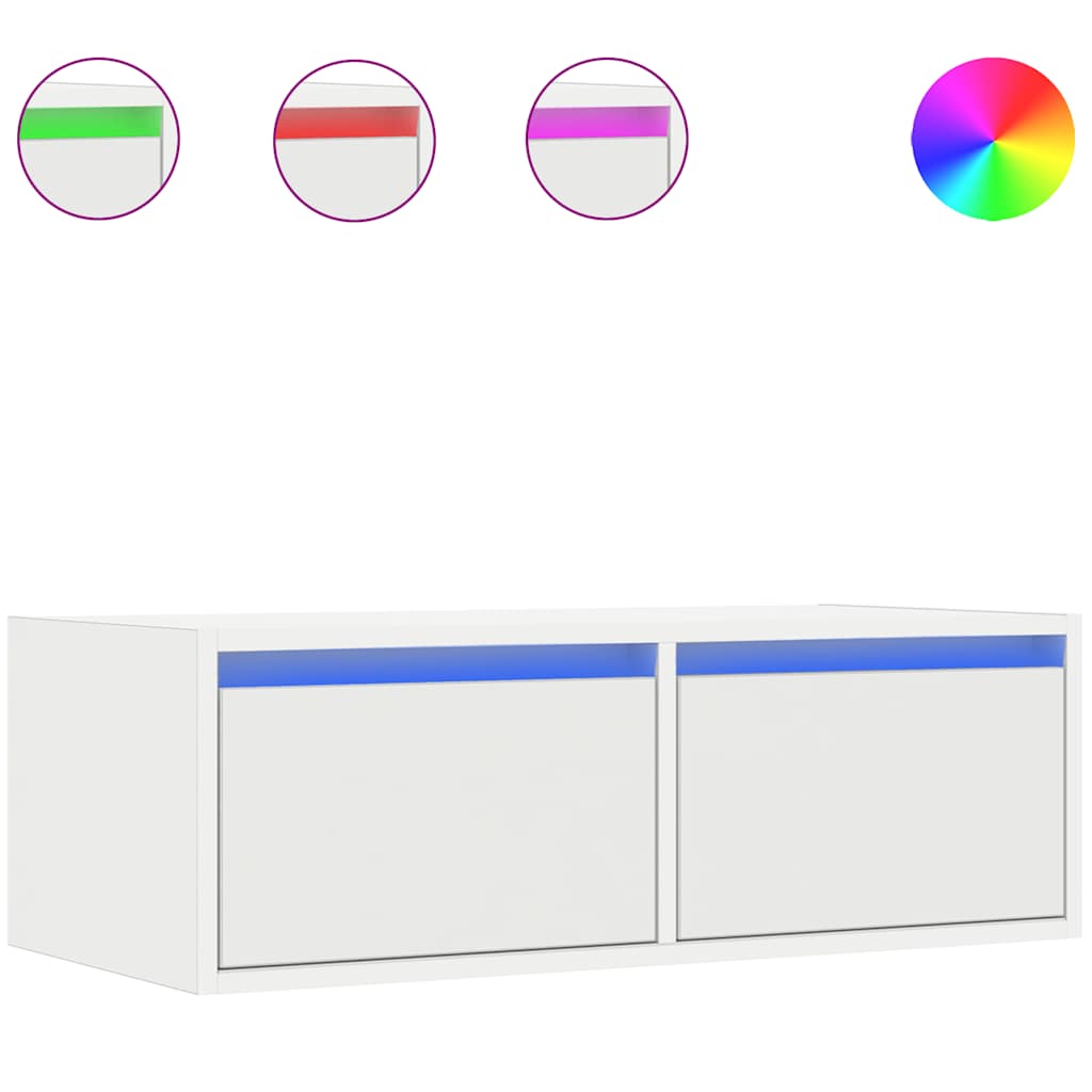 vidaXL Mobile Porta TV con Luci LED 75x35,5x25 cm Bianco