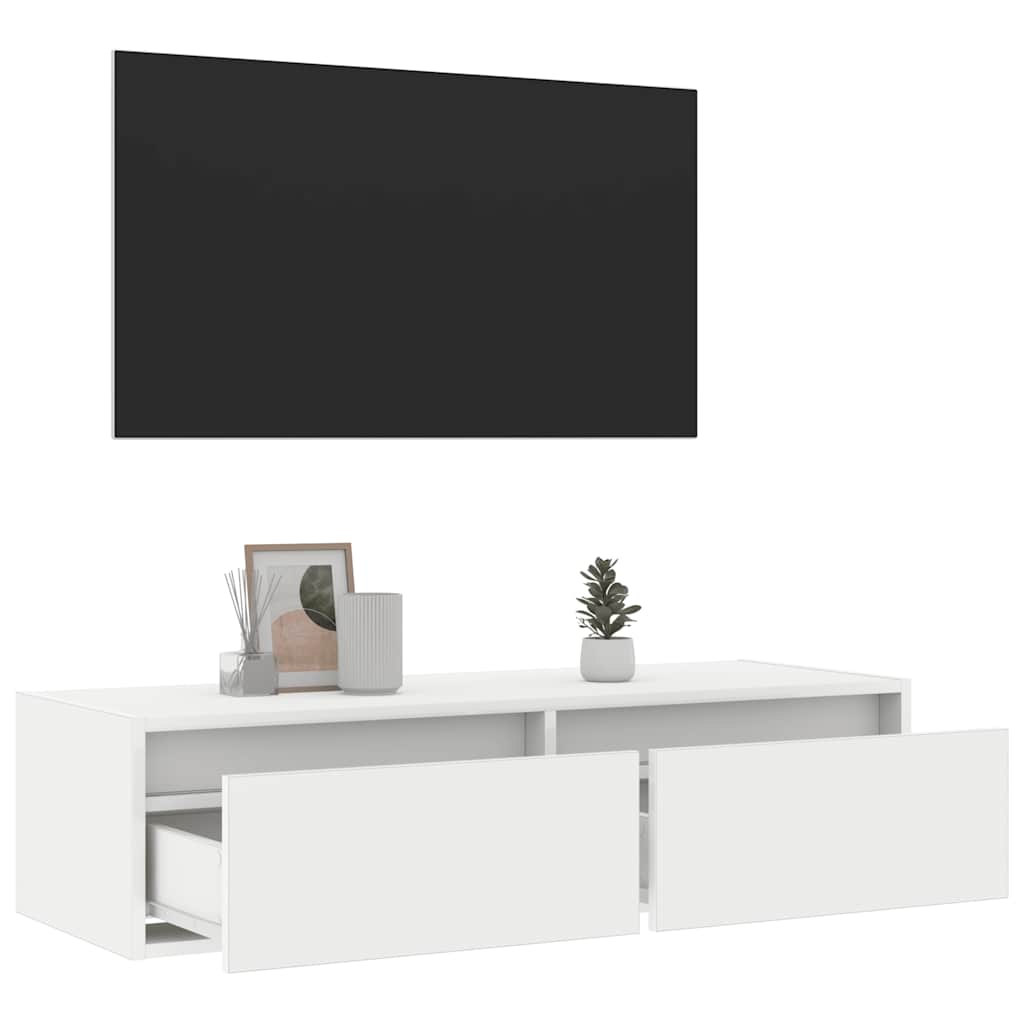 Mobile Porta TV con Luci LED-Mobile per TV-Credenza TV Bianco 100X35,5x25 cm