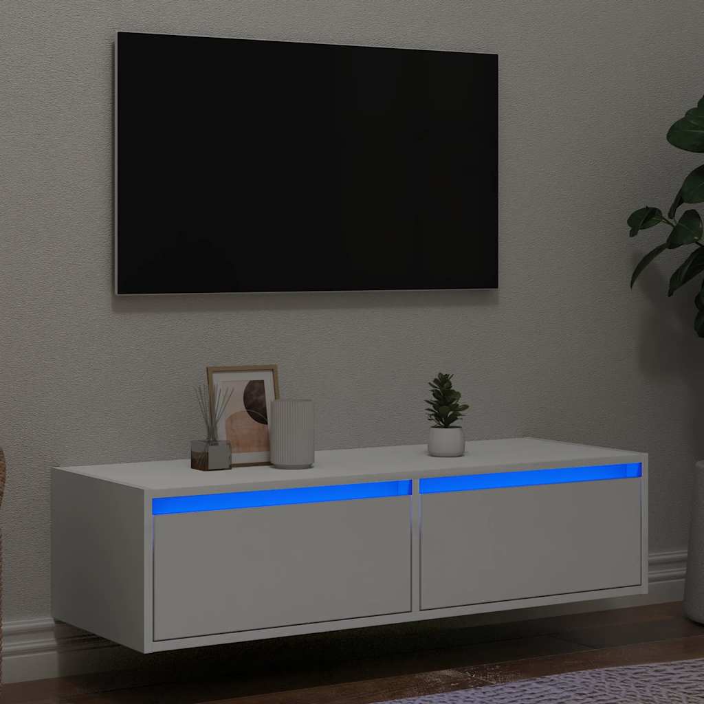 Mobile Porta TV con Luci LED-Mobile per TV-Credenza TV Bianco 100X35,5x25 cm