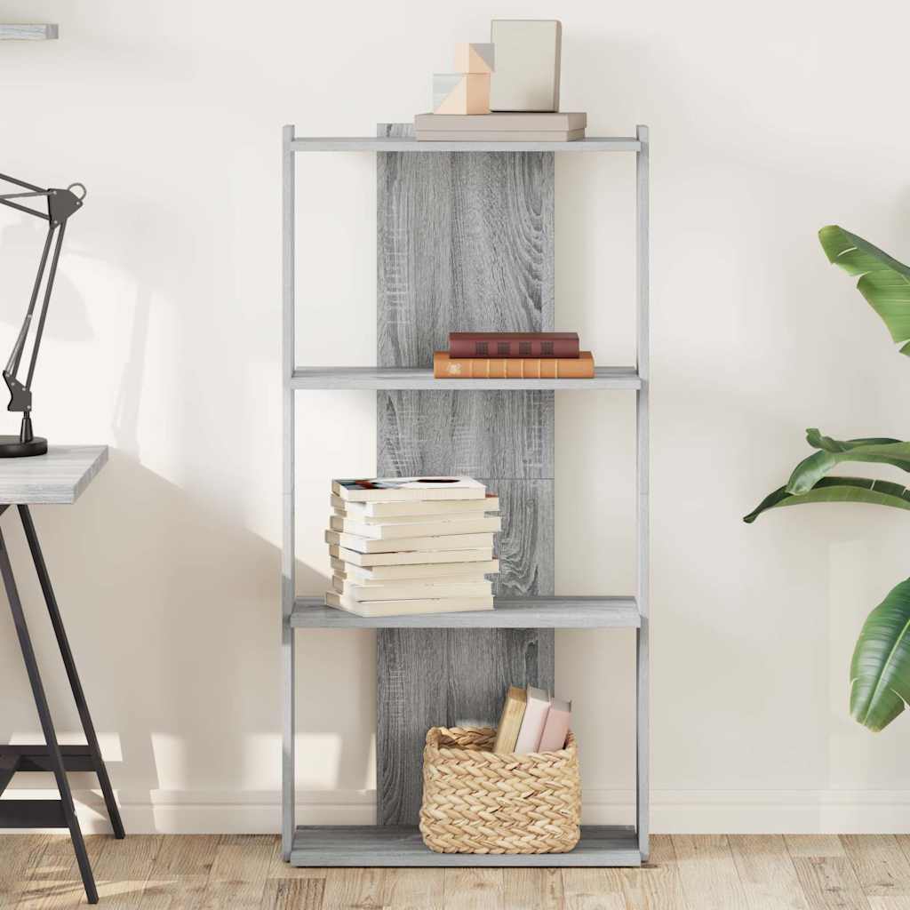 Libreria 3 Ripiani-Scaffale per Libri-Mobile di Stoccaggio Grigio Sonoma 60x30x120cm Legno Multistrato