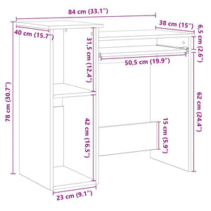 Scrivania con Mensole Nera 84x40x78 cm in Legno Multistrato 860446