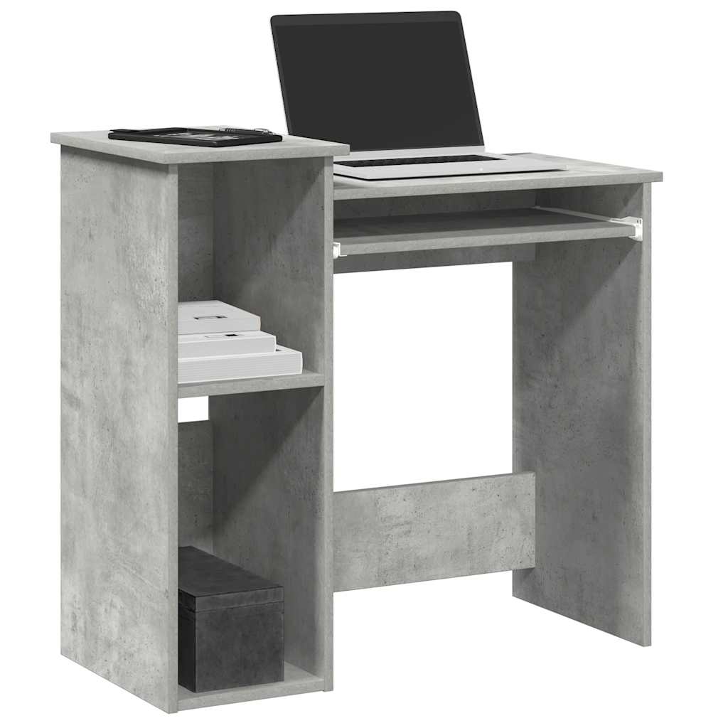 vidaXL Scrivania Mensole Grigio Cemento 84x40x78 cm Legno Multistrato
