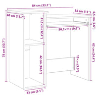 vidaXL Scrivania Mensole Rovere Fumo 84x40x78 cm Legno Multistrato
