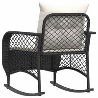 Sedia a Dondolo da Giardino con Cuscini in Polyrattan Nero