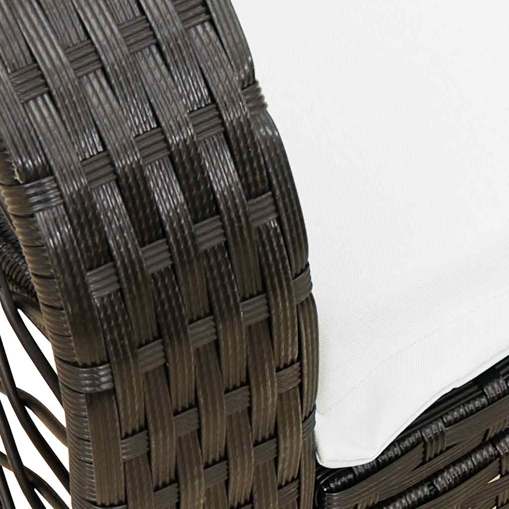 Sedia a Dondolo da Giardino con Cuscini in Polyrattan Nero