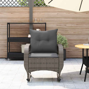 vidaXL Sedia a Dondolo da Giardino con Cuscini in Polyrattan Grigio