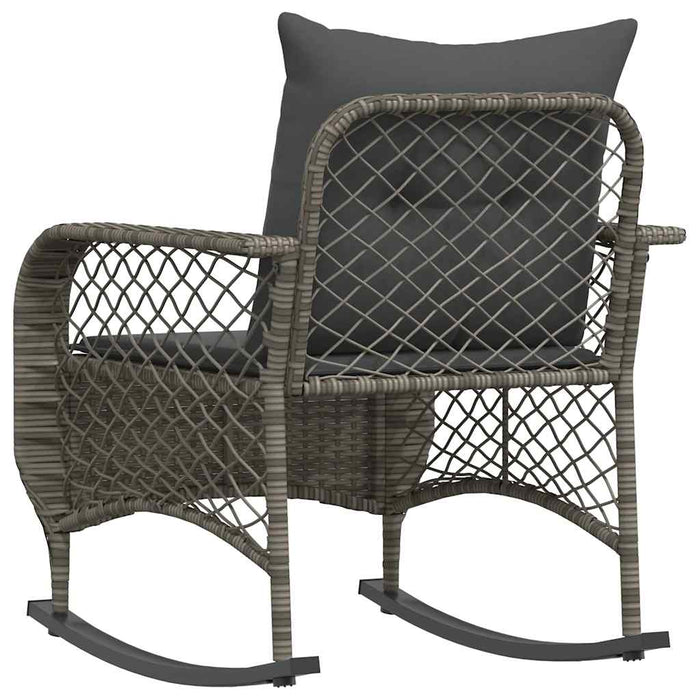 vidaXL Sedia a Dondolo da Giardino con Cuscini in Polyrattan Grigio