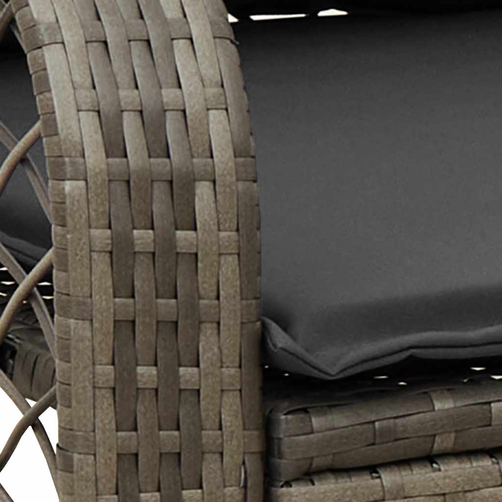 vidaXL Sedia a Dondolo da Giardino con Cuscini in Polyrattan Grigio