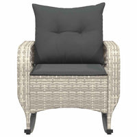 Sedia a Dondolo Giardino con Cuscini Polyrattan Grigio Chiaro