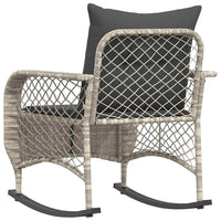 Sedia a Dondolo Giardino con Cuscini Polyrattan Grigio Chiaro