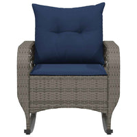 Sedia a Dondolo da Giardino con Cuscini in Polyrattan Grigio