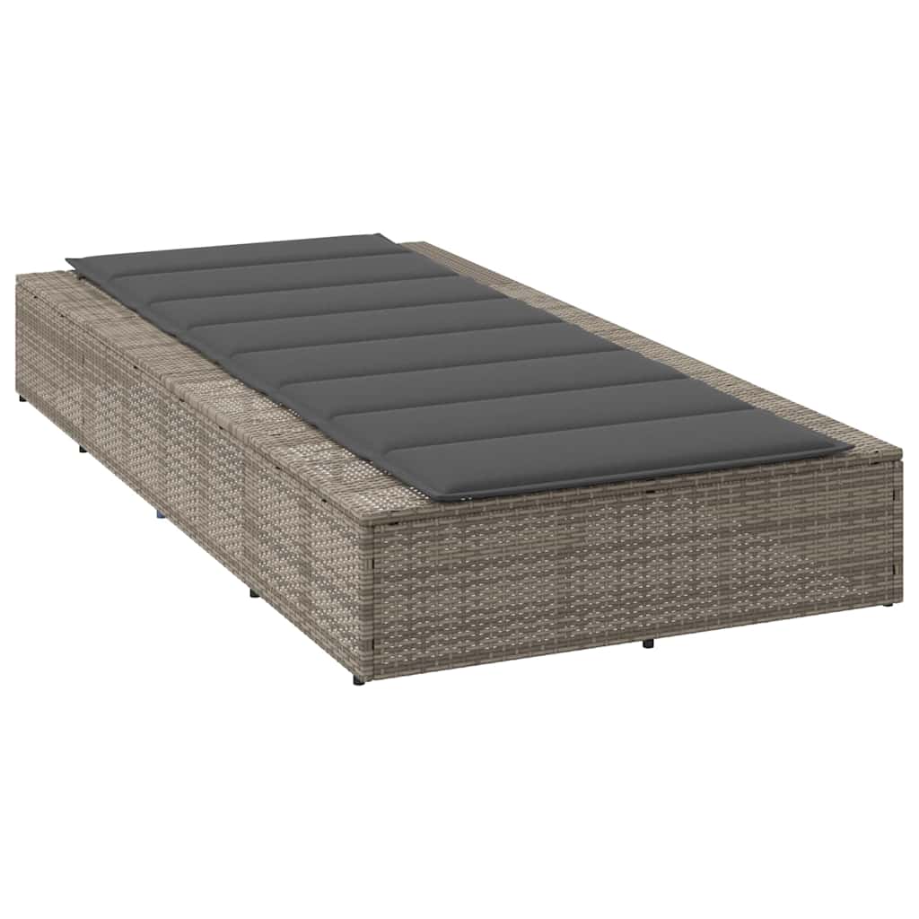 vidaXL Lettino Prendisole con Cuscino Galleggiante Grigio Polyrattan