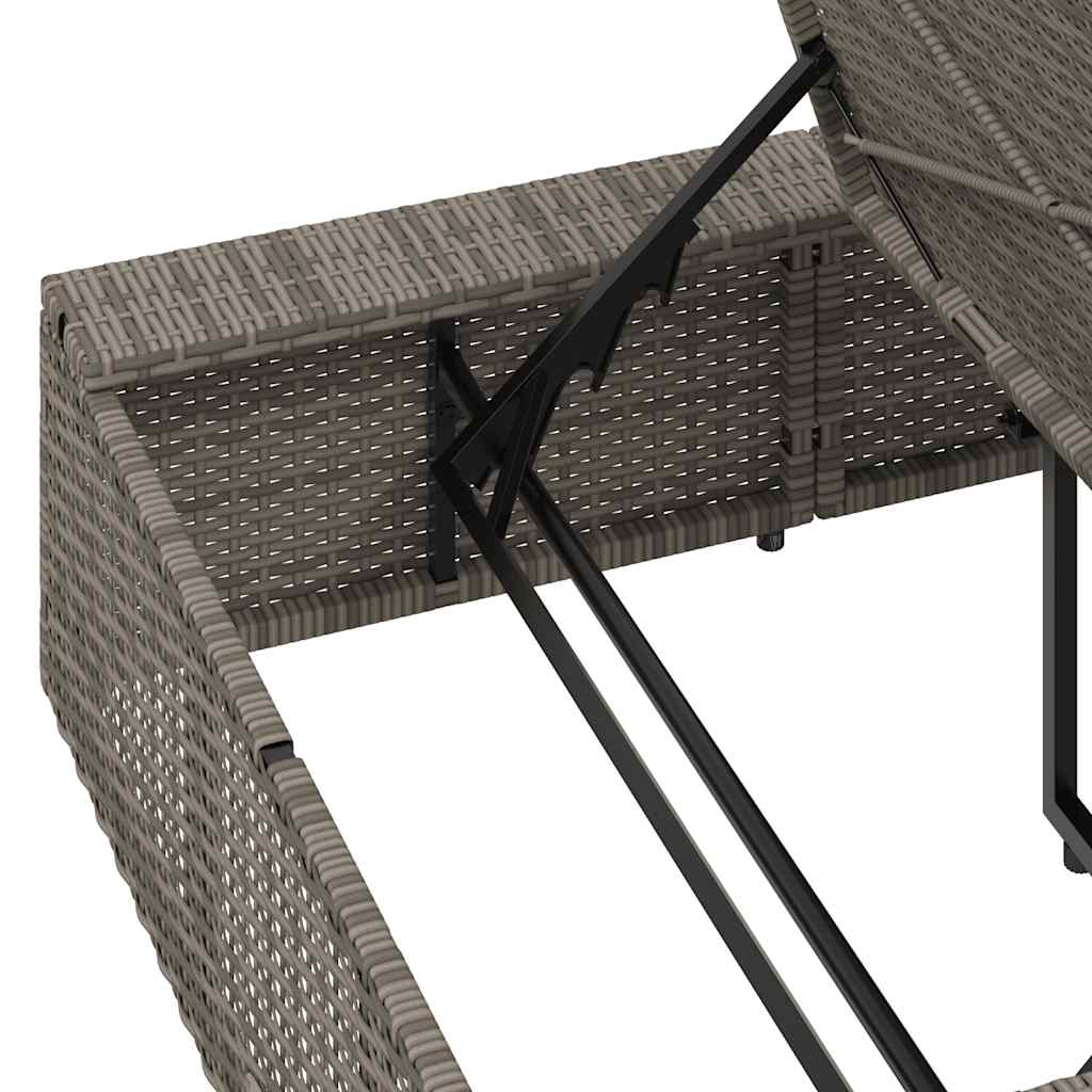 vidaXL Lettino Prendisole con Cuscino Galleggiante Grigio Polyrattan
