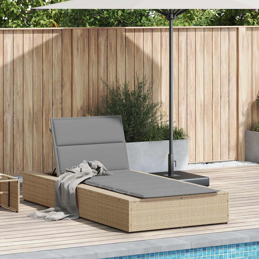 vidaXL Lettino Prendisole con Cuscino Galleggiante Beige in Polyrattan