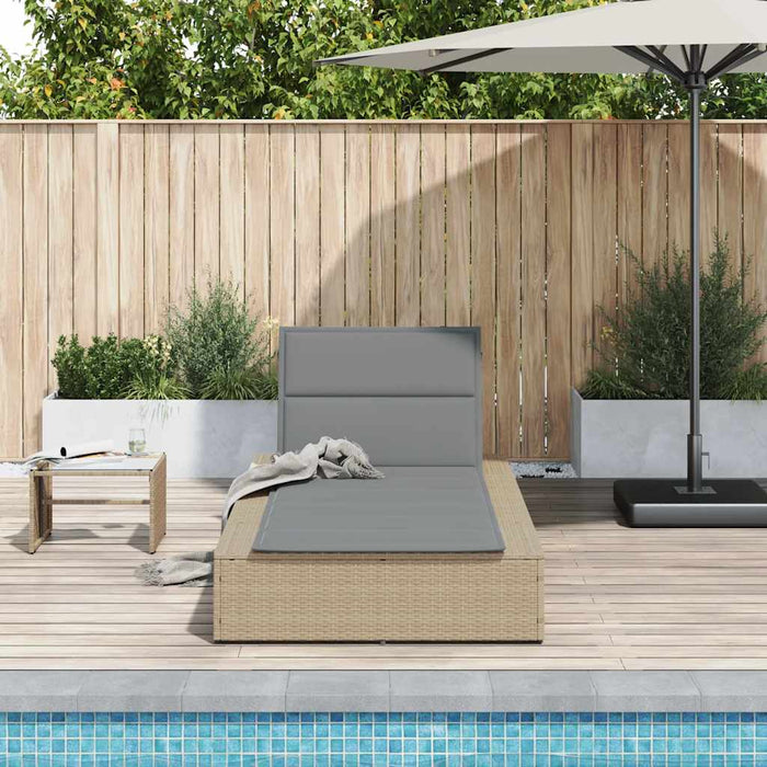 vidaXL Lettino Prendisole con Cuscino Galleggiante Beige in Polyrattan