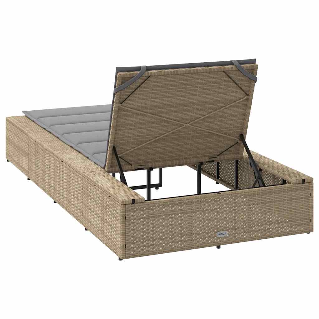 vidaXL Lettino Prendisole con Cuscino Galleggiante Beige in Polyrattan