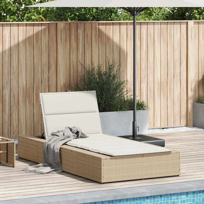 vidaXL Lettino Prendisole con Cuscino Galleggiante Beige in Polyrattan