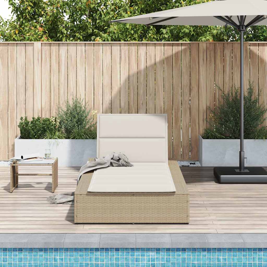 vidaXL Lettino Prendisole con Cuscino Galleggiante Beige in Polyrattan
