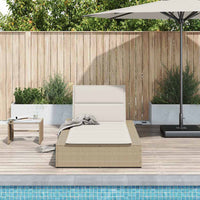 vidaXL Lettino Prendisole con Cuscino Galleggiante Beige in Polyrattan