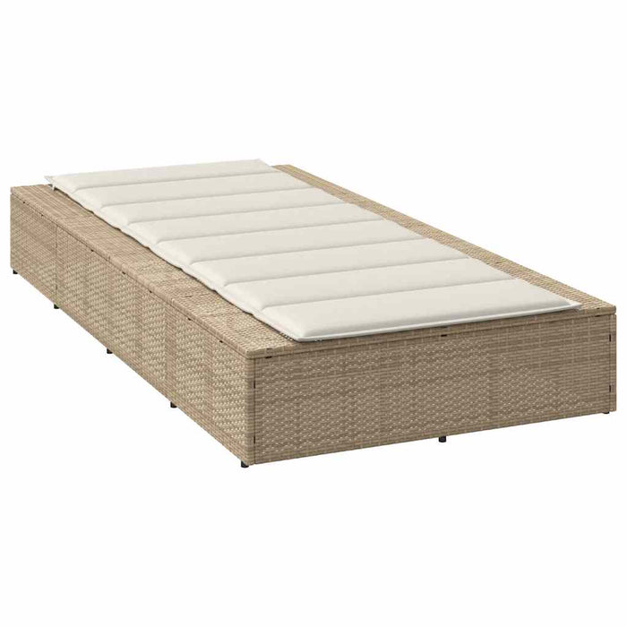 vidaXL Lettino Prendisole con Cuscino Galleggiante Beige in Polyrattan