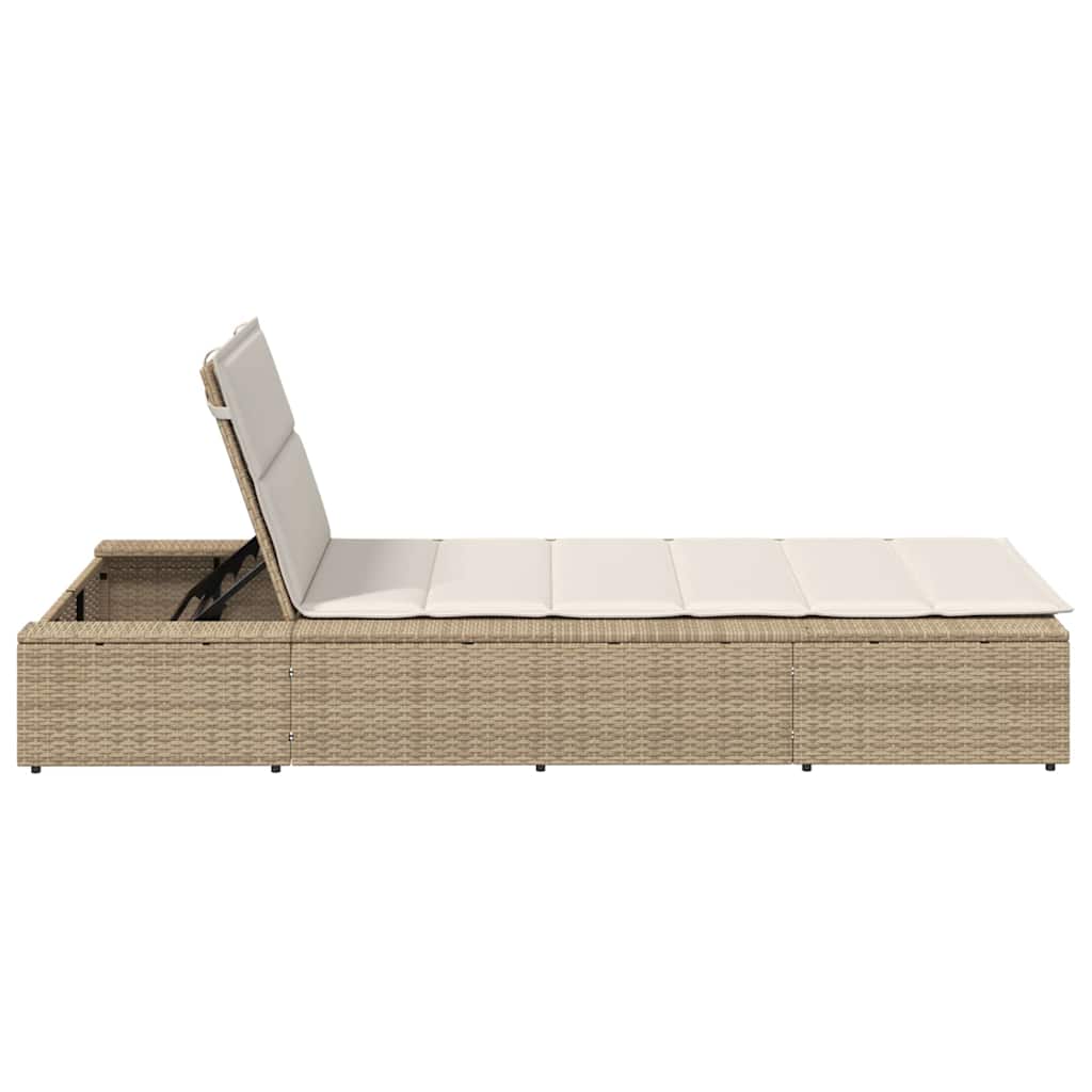 vidaXL Lettino Prendisole con Cuscino Galleggiante Beige in Polyrattan