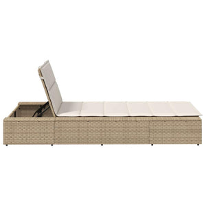 vidaXL Lettino Prendisole con Cuscino Galleggiante Beige in Polyrattan