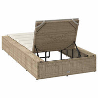 vidaXL Lettino Prendisole con Cuscino Galleggiante Beige in Polyrattan