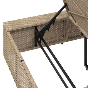 vidaXL Lettino Prendisole con Cuscino Galleggiante Beige in Polyrattan