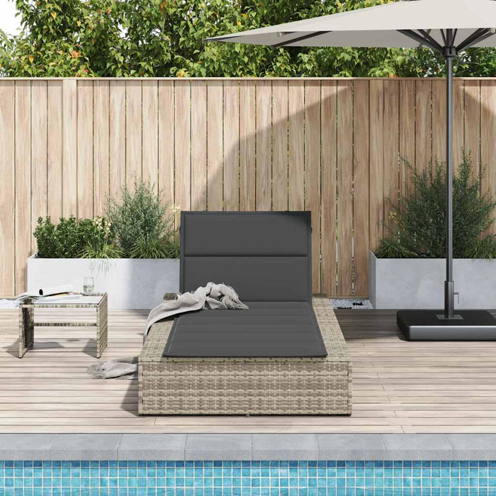 vidaXL Lettino con Cuscino Galleggiante Grigio Chiaro in Polyrattan