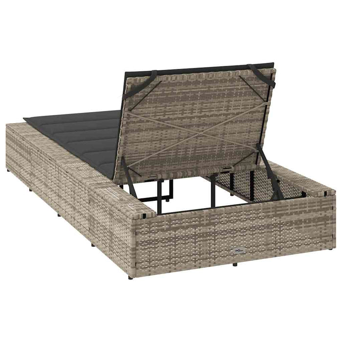 vidaXL Lettino con Cuscino Galleggiante Grigio Chiaro in Polyrattan