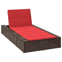 Lettino Prendisole con Cuscino Galleggiante Marrone Polyrattan