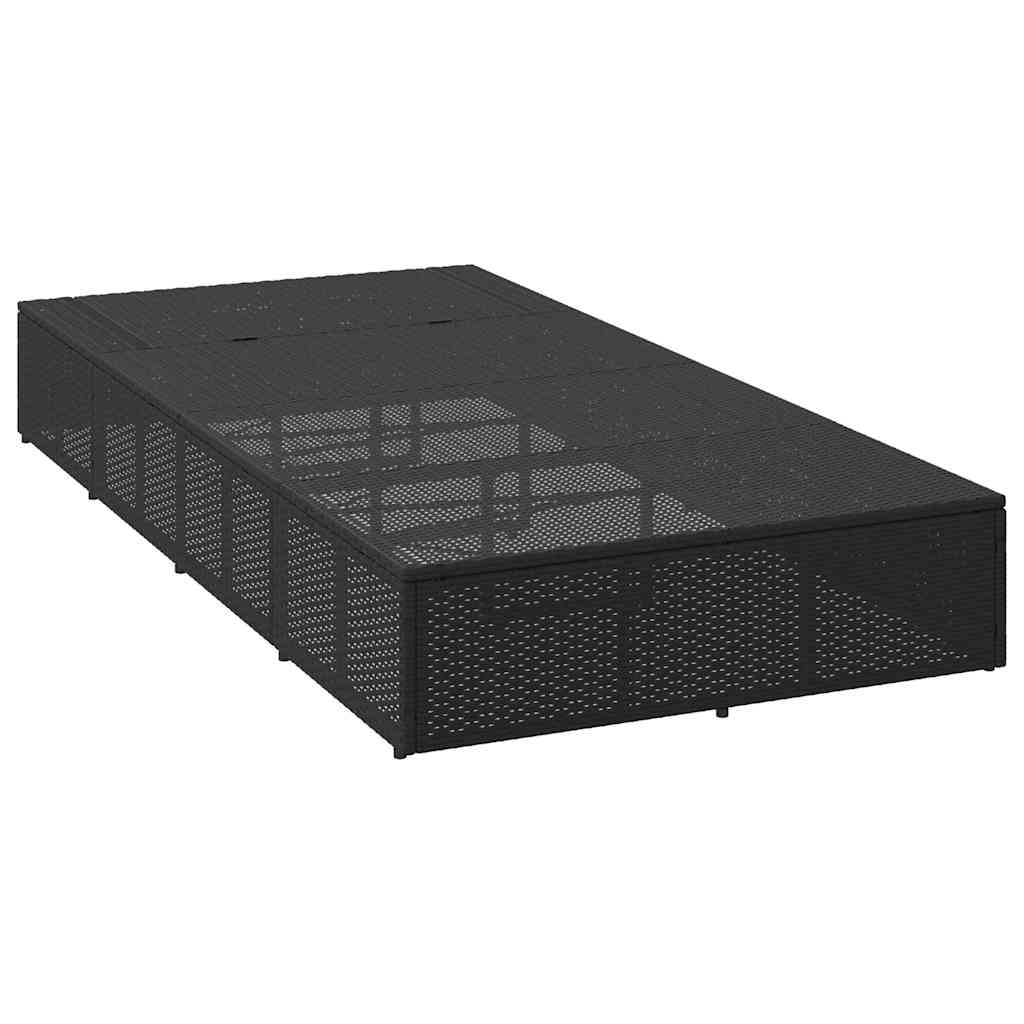 vidaXL Lettino Prendisole con Cuscino Galleggiante Nero in Polyrattan