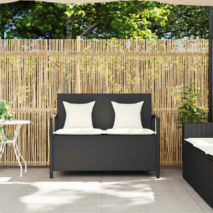 Panca Portaoggetti da Giardino con Cuscino in Polyrattan Nero 4104211