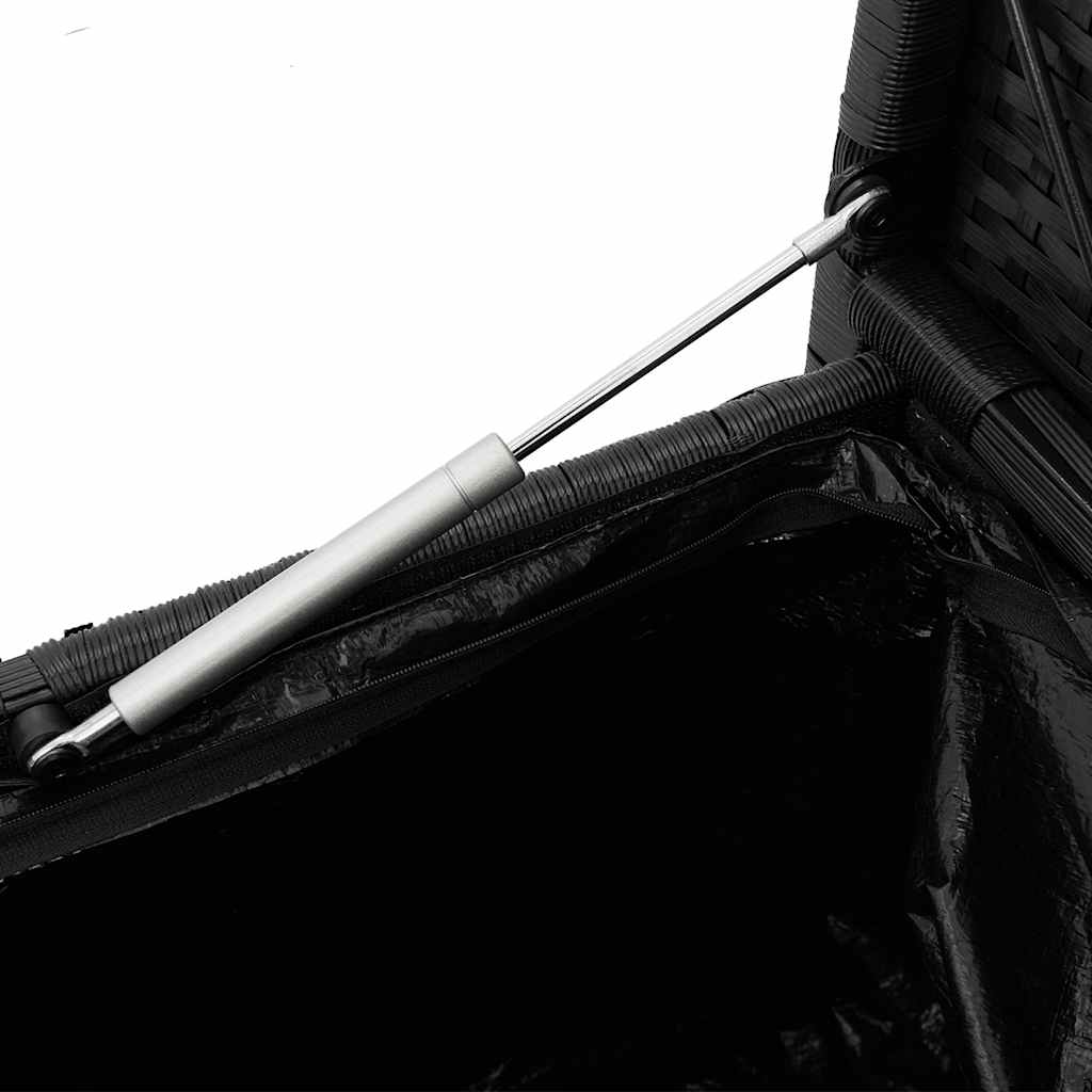 Panca Portaoggetti da Giardino con Cuscino in Polyrattan Nero 4104211