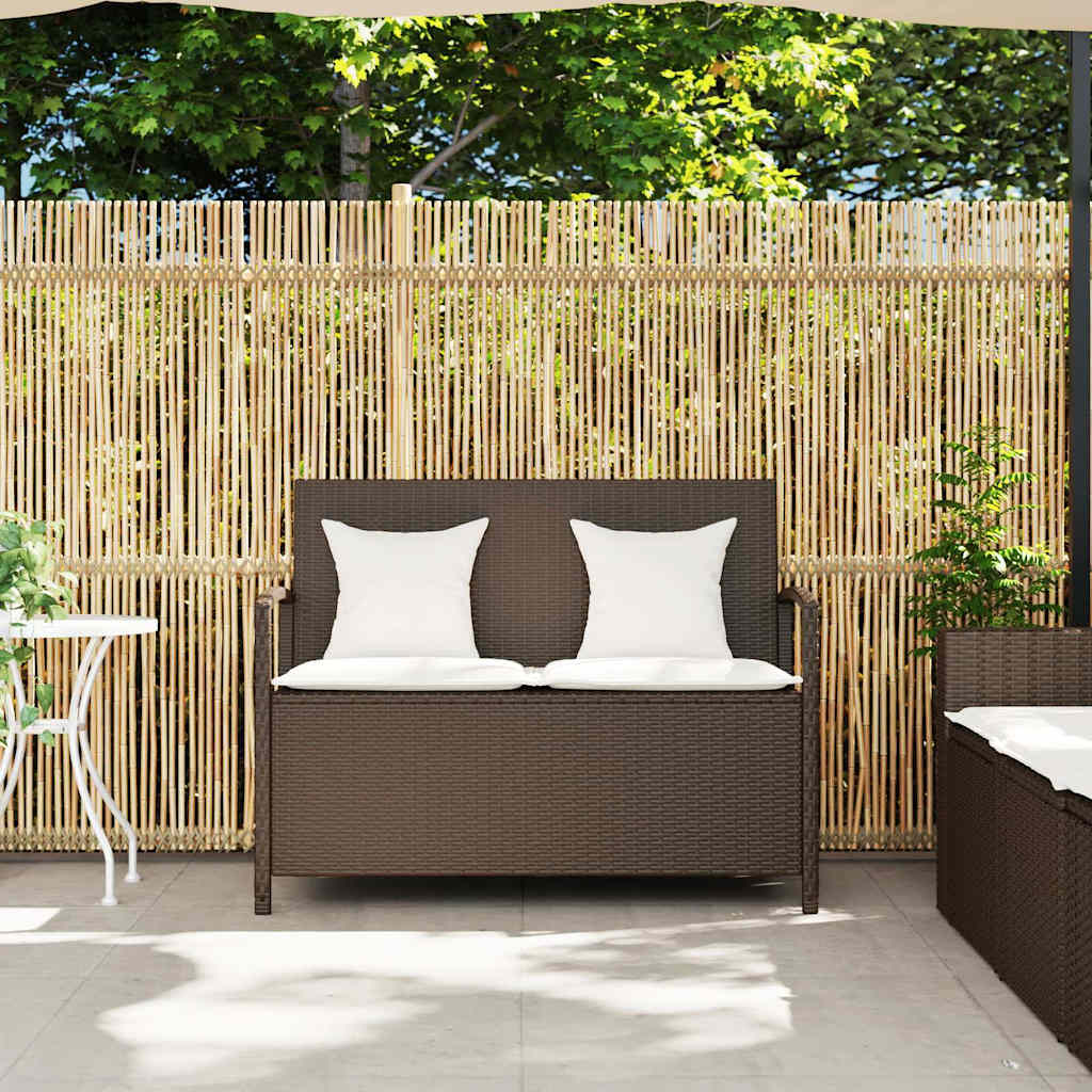 vidaXL Panca Portaoggetti da Giardino con Cuscino Marrone Polyrattan