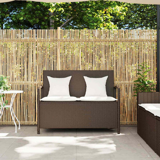 Panca Portaoggetti da Giardino con Cuscino Marrone Polyrattan 4104212