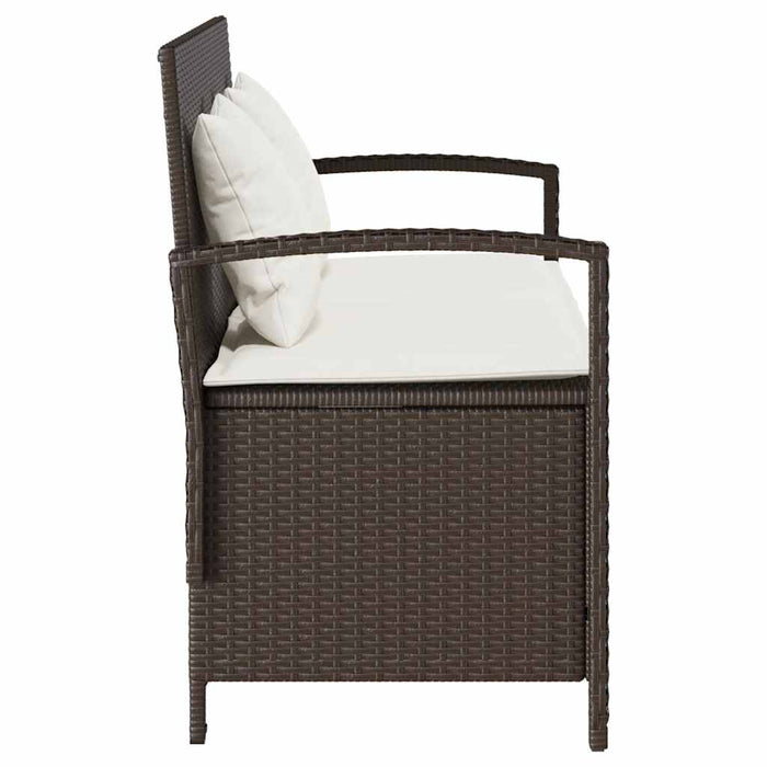 vidaXL Panca Portaoggetti da Giardino con Cuscino Marrone Polyrattan