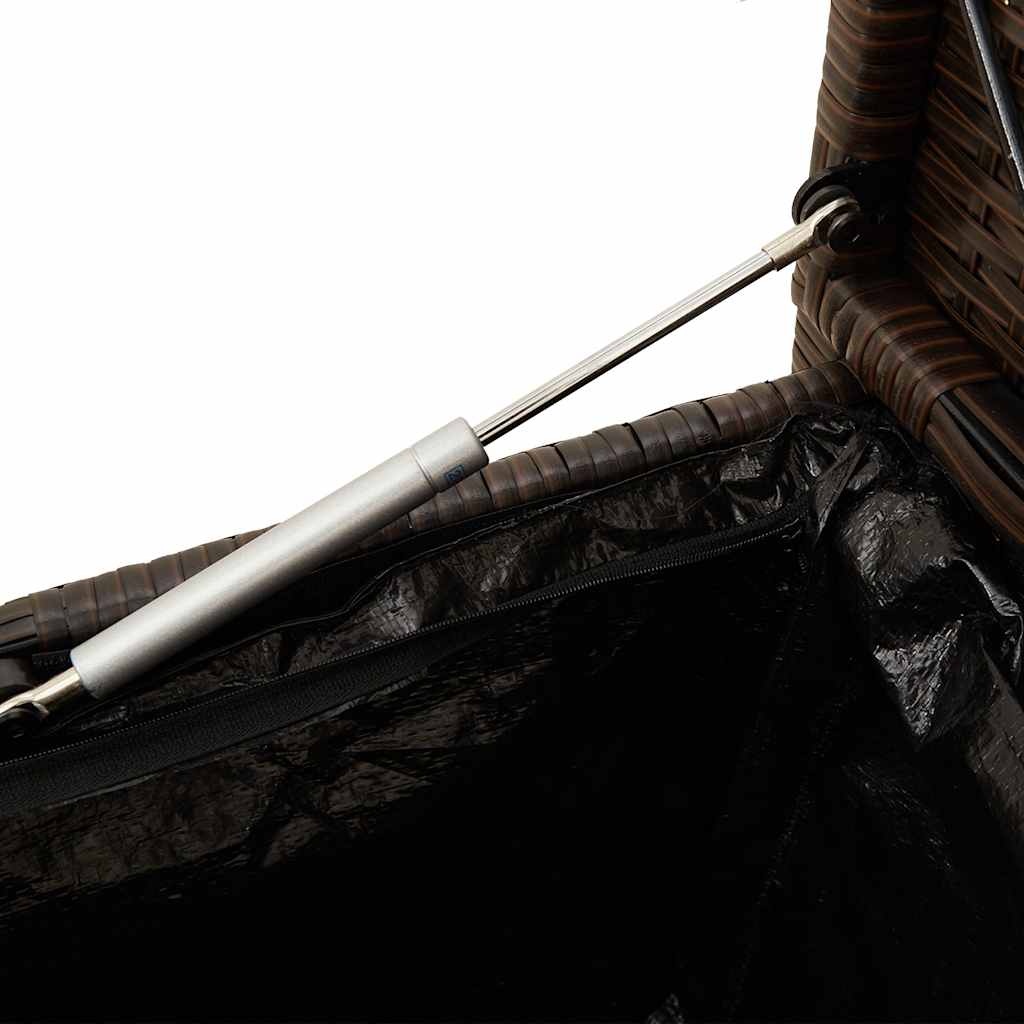 Panca Portaoggetti da Giardino con Cuscino Marrone Polyrattan 4104212