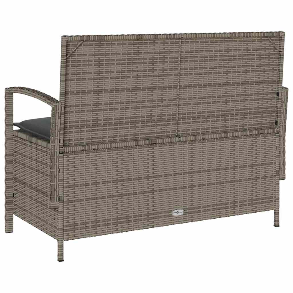 vidaXL Panca Portaoggetti da Giardino con Cuscino Grigio in Polyrattan