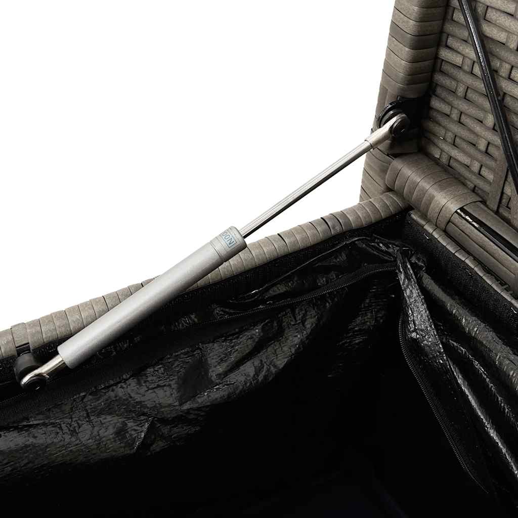 vidaXL Panca Portaoggetti da Giardino con Cuscino Grigio in Polyrattan