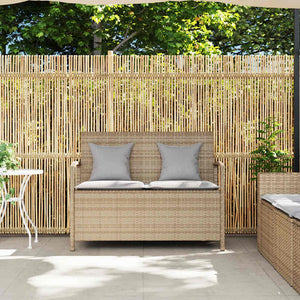 Panca Portaoggetti da Giardino con Cuscino Beige in Polyrattan 4104214