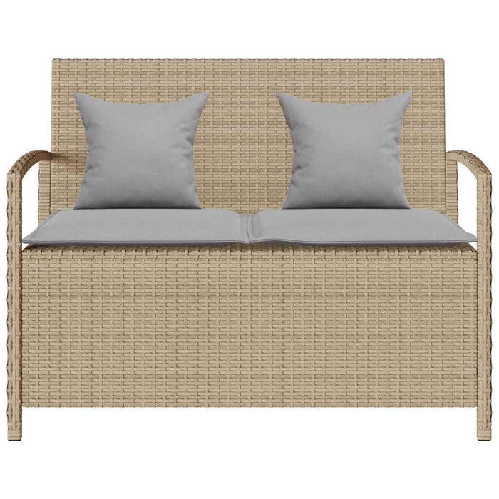 Panca Portaoggetti da Giardino con Cuscino Beige in Polyrattan 4104214