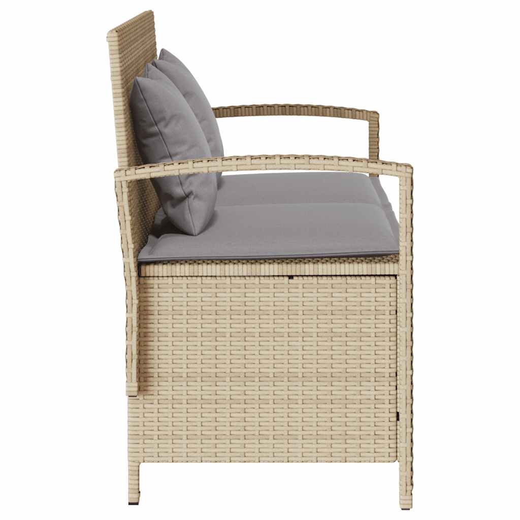 Panca Portaoggetti da Giardino con Cuscino Beige in Polyrattan 4104214