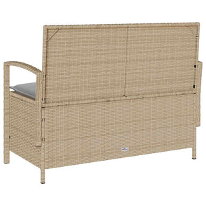 Panca Portaoggetti da Giardino con Cuscino Beige in Polyrattan 4104214