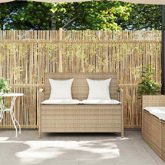Panca Portaoggetti da Giardino con Cuscino Beige in Polyrattan 4104215