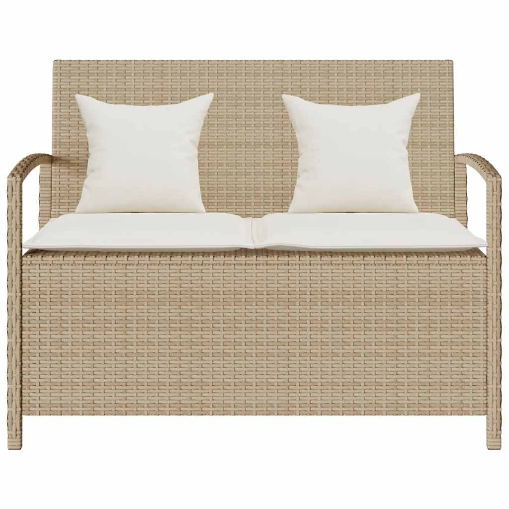 Panca Portaoggetti da Giardino con Cuscino Beige in Polyrattan 4104215